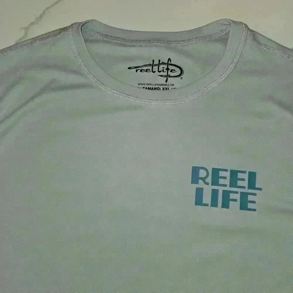Reel Life Mens LS Poly Fishing Sun Defender UV 50 Long Sleeve Gray Size XXL - Picture 2 of 11